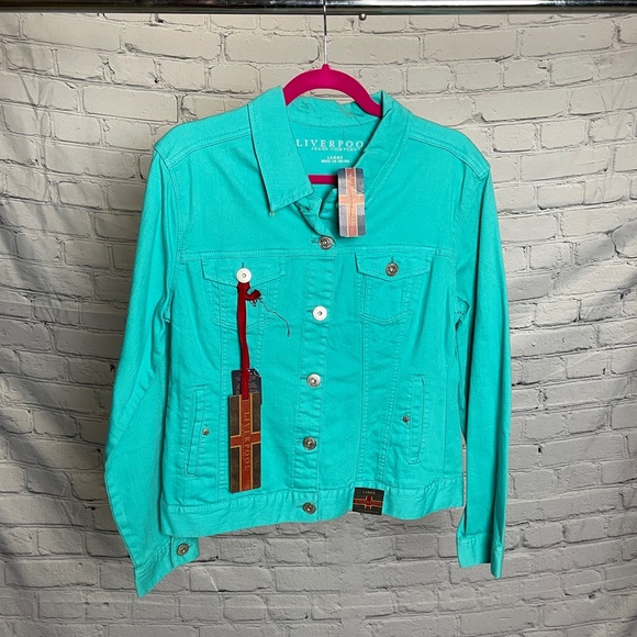 Liverpool Vibrant Turquoise/Teal Jean Jacket - Picture 1 of 4